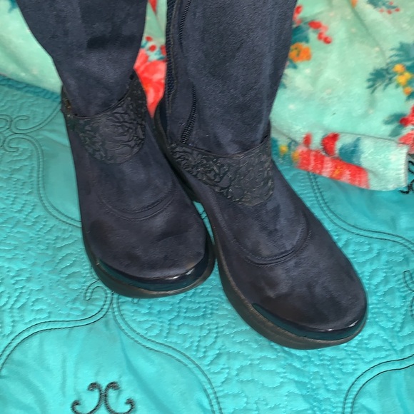 Blue navy suede boots - Picture 2 of 12